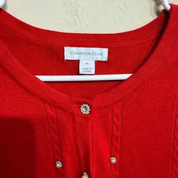 Charter club embellished crew neck cardigan size XL - Picture 2 of 5